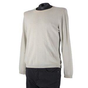 Ermenegildo Zegna Sz L/52 Tan Light Blue Ribbed Cotton Polyester Sweater